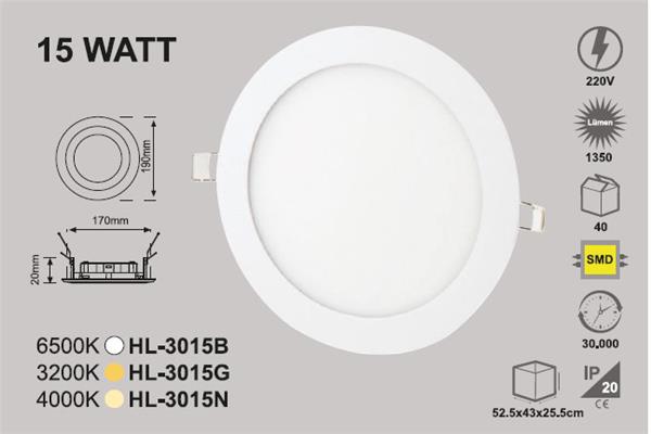 15 Watt Sıva Altı Yuvarlak Panel